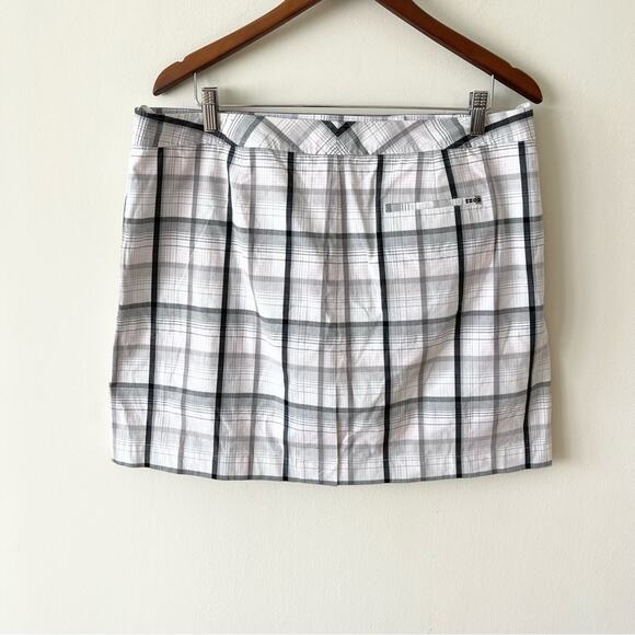 Izod Golf Skort Athletic Skirt Plaid Woman size 14 white gray - Picture 5 of 12